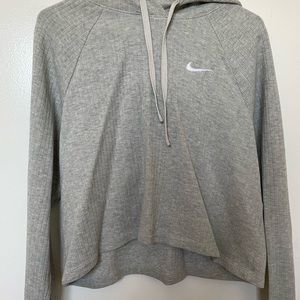 Nike, Women’s Large (12-14), grey, ribbed, slightly cropped hoodie, sweater
